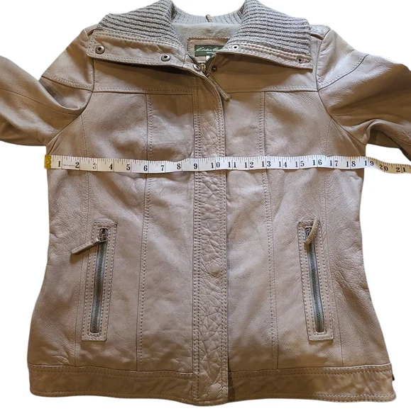 Women's Eddie Bauer Lamb Leather Jacket Medium Light Grey - Picture 14 of 15